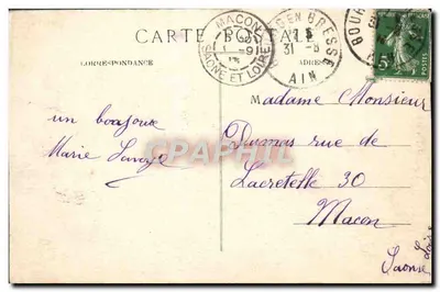 Bourg (Ain) — Igreja de Brou — Lévyard, editor, 1908 — Verso