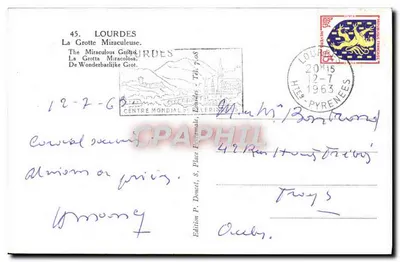 Lourdes — La Grotta Miracolosa — Edizione P. Donnet, n°45 — Verso