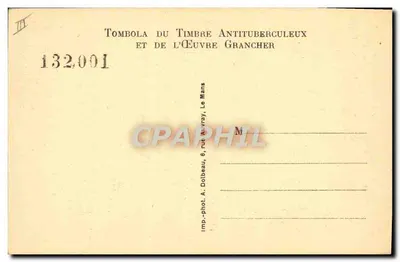 Sanatório de Parigné-l'Évêque (Sarthe) — Serviço de Desinfecção — Associação de Higiene Social e Preservação Antituberculose da Sarthe — Verso