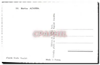 Béatrice ALTARIBA — Retrato — Éditions du Globe, Paris, n°789 — Verso