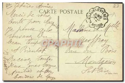Hyères — Velha Torre do Hotel de Ville dos Templários — editor G. Duvouet, n°68 — Verso
