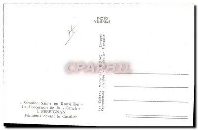 Pénitents przed Castillet — Semaine Sainte w Roussillon — Éditeur Théçjuc — Rewers
