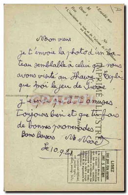 O Transatlântico "LA SAVOIE" — Le Havre — G. F. La Havre — Verso