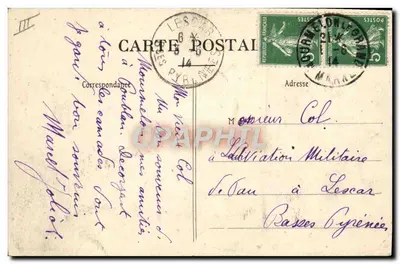A Aviação Militar no Campo de Châlons — Os Hangares Militares — Vista geral tirada em Balão — Edição Militar Guérin, Mauzeneuve — Verso
