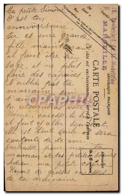 Carnaval — cena de carnaval com personagens em trajes — Mrs. Cartes Postales, R. Lain Fréthouze — Verso