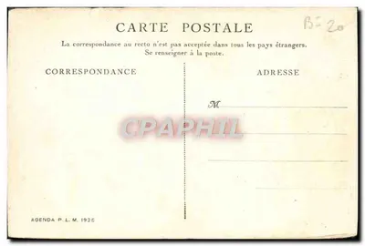 Praia de Carqueiranne — vista costeira com pinheiros — Cl. Giletto, Agenda P.L.M. 1925 — Verso