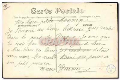 Dieppe — O navio a vapor « Sussex » — G. Horschand, n° 86 — Verso