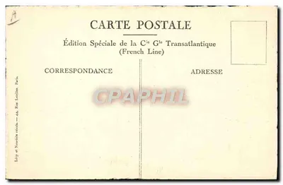Paquebote "SUFFREN" — Ponte de Promenade — Edição Especial da Cie Générale Transatlantique (French Line) — Verso