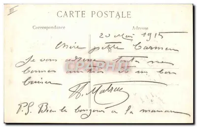 Obús francés de 220 — manejado por artilleros de Creusot — L.C.H. París — Reverso