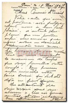 Mulher jovem com véu — pastel trichrome — A. Noyer, Série n°66 — Verso