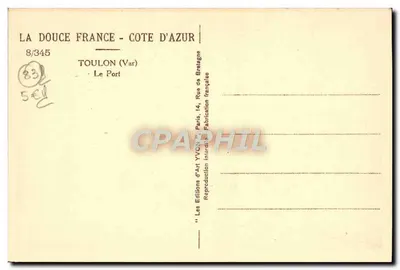 Toulon — Port — Les Éditions d'Art Yvcon — Rewers