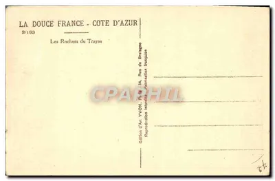 Les Rochers du Trayas — Costa Azul — Edição de Arte YVON — Verso