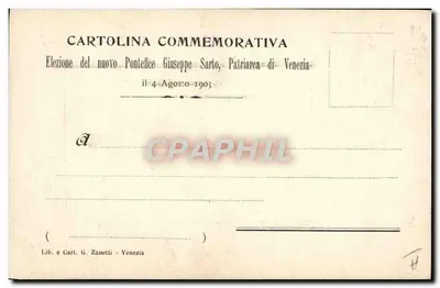 S.S. Pio X — Giuseppe Sarto — eleito 1903 — Lib. e Cart. G. Zanetti, Veneza — Verso