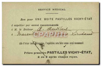 Pastilleria della Compagnia Fermière — Istituto Termale di Vichy — Vichy (Allier) — Verso