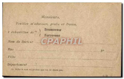 Laboratoires du Bromovose — 33, Rue Amelot — éditeur imprimeur sur la carte — Verso