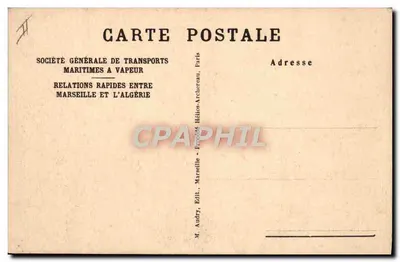 Paquebote "SIDI-MABROUK" — S.G.T.M. — editor M. Audry, Marselha — Verso