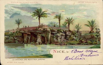 Nice, the Cascade of the New Gardens — G.B. imported, N° 656