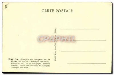 Fénelon — Portret — BRAUN & Cie, Imp.-Édit. Paryż — Rewers
