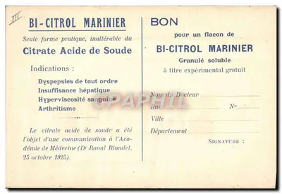 Laboratoires G. Marinier — BI-CITROL MARINIER — Parigi (XIXe) — Verso