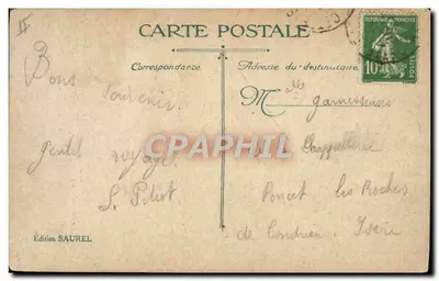 La Touraine — vapeur à deux cheminées près d'un quai — Édition SAUREL n° 3178 — Verso