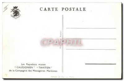 I piroscafi misti "CALÉDONIEN" "TAHITIEN" — della Compagnia delle Messagerie Marittime — editore Alépée et Cie, Parigi — Verso
