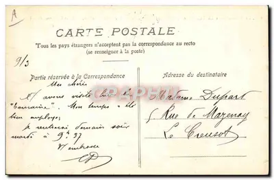 Le Havre — « La Touraine », Compagnie Générale Transatlantique — L. et L. Havre, déposé — Verso