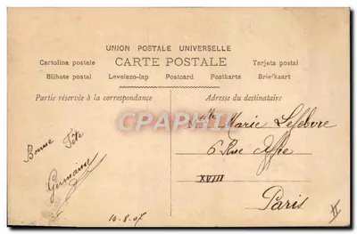 Kobieta w kwiecistej sukni — 'MARIE' w literach z róż — wydawca S.P. (Société Parisienne) n° 137 — Rewers