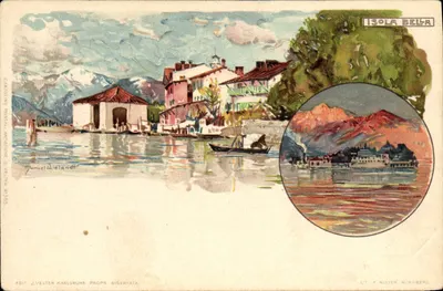 이소라 벨라 — 호수 전경과 뒷 배경의 산 — J. Velten Karlsruhe, 번호 295