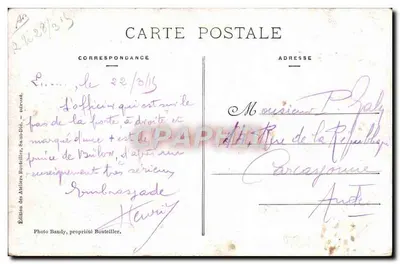 Saint-Dié durante a ocupação alemã — O Estado-Maior diante do hotel Terminus no dia anterior à evacuação — Edição Bandy, Saint-Dié — Verso