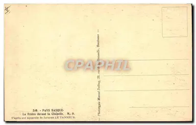 Oração diante da Capela — País Basco — Fototipia Mared Delbog, 39, rue de la Ronsselle, Bordeaux — Verso