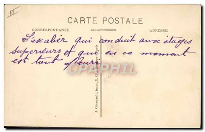 Enfermaria - Hospital de Spir - Escada do Pavilhão dos Doentes — J. Cormault, imp. 3, Château-Paris — Verso