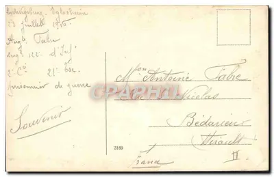 Soldaten, die Kegeln spielen — Ludwigsburg, Vogelsheim — unbekannter Verleger, Seriennummer 3189 — Rückseite