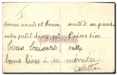 Aviator e criança — Natal — Fabricação Francesa — Verso