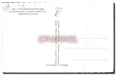 Villefranche-sur-Mer — La promenade, het openbaar park en de exotische vegetatie — Uitgave S.E.P.T. - 2, rue Alexis-Mossa - Nice — Achterkant