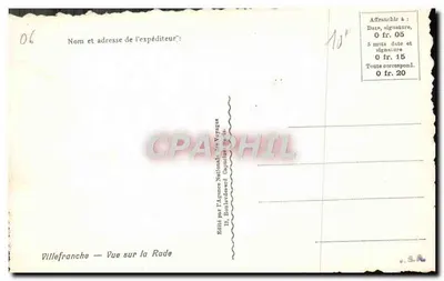 Villefranche — Vista sobre a Baía — Editada pela Agência Nacional de Viagens — Verso