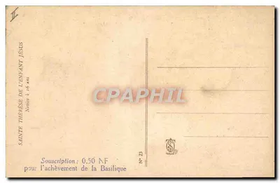 Santa Térèsa da Criança-Jesus — Noviça aos 16 anos — Editor RECOLA, N° 23 — Verso
