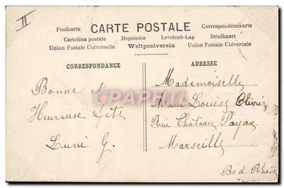 Fille en robe à volants tenant un bouquet — M.F. Paris, n° 2136 — Rewers