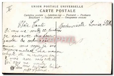 Dwie białe gołębie i różowe — kartka urodzinowa dla Louise — wydawca Paris, seria 2004 — Rewers