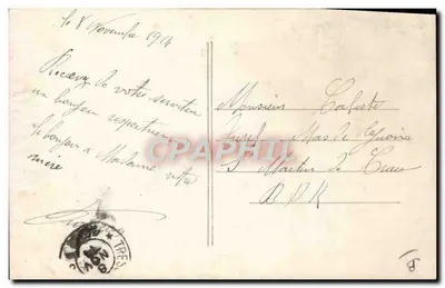 Alemanhes em Amiens diante da estação — Guerra 1914 — J. Courcier, Paris — Verso
