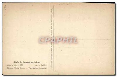 Donna che disegna un uovo di Pasqua — L. Peltier — Edizioni Delta, Parigi, serie 22 n°106 — Verso
