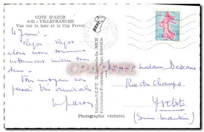 Visão da baía e do Cap Ferrat — Côte d'Azur — Edições S.E.P.T. La Torbella — Verso
