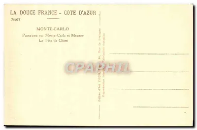 Monte-Carlo et Monaco — La Tête de Chien — Éditeur YVON, n°7/107 — Rewers