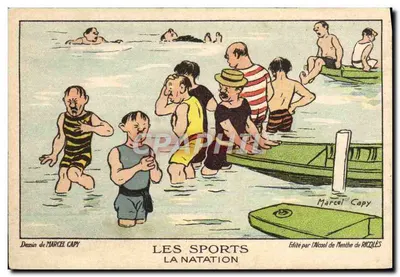 Os Esportes — A Natação — Desenho de Marcel Capy — Editado pela Álcool de Mentha de Riccolès
