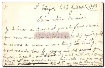 Parowóz na burzowym morzu — L'Estaque, 22 lipca 1913 — wydawca nie widoczny — Rewers