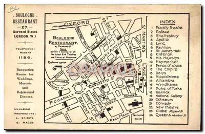 Das Boulogne Restaurant — London — G. Wells — Rückseite
