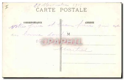 Soldados franceses com obus alemão não detonado — Vingré perto de Vic-s/Aisne — IMP. BAUDINIÈRE, NANTERRE — Verso
