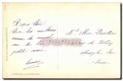Kobieta w zielonej sukni i kapeluszu — lilia polna — rysunek L.S. Pavy — wydawca J. Picot, Paryż — Rewers