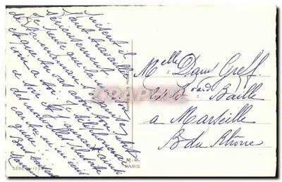 Crianças brincando sob uma árvore de castanheira — M.D. Paris, série 1725 — Verso