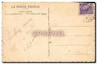 Eze — Uma velha rua do vilarejo — Les Éditions d'Art YVON, Paris — Verso