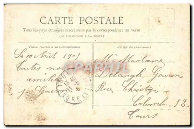 Bilhete postal antigo Paris Relógio do Palácio de Justiça — Verso